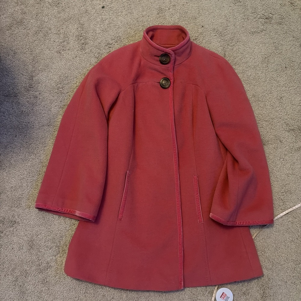 EUC Woman's Boden Vibrant Pink Button Up Wool Pea Swing Coat Size 4